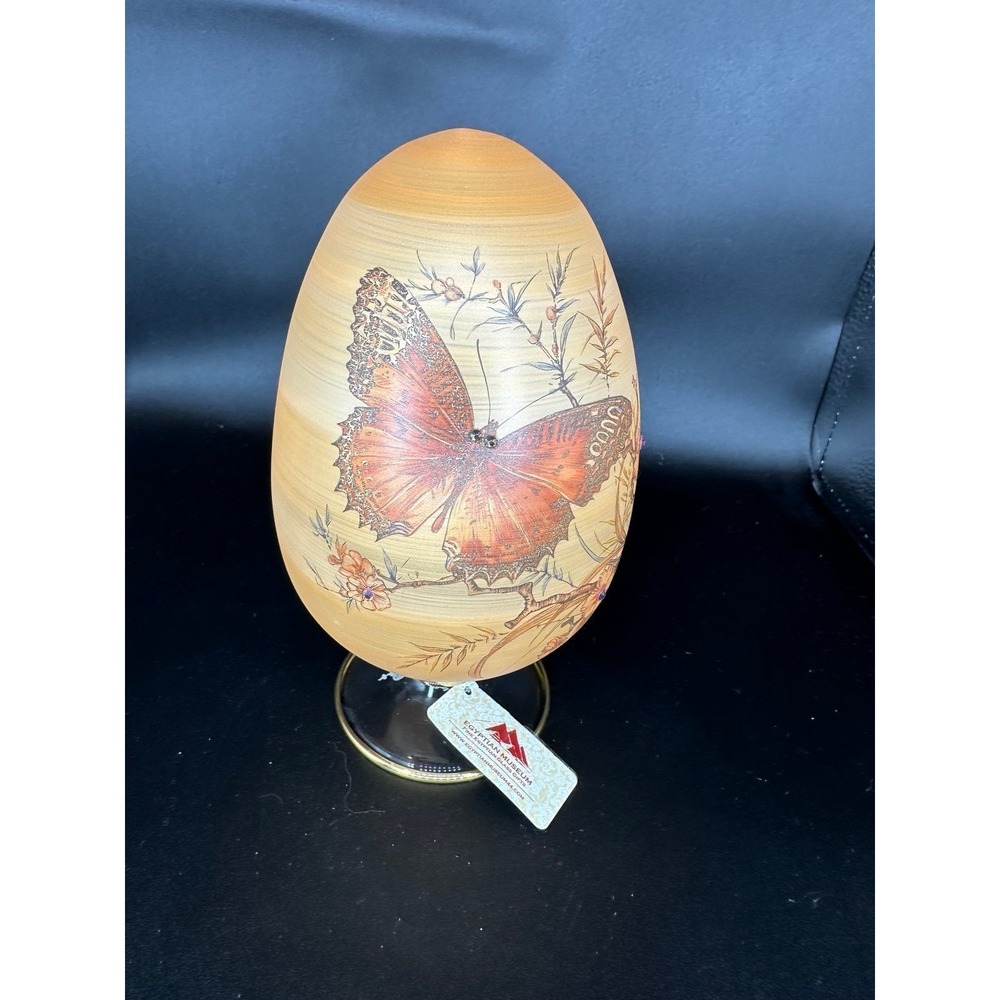 Egyptian Glass‎ Decorative Egg with Butterfly Pattern Made in Egypt